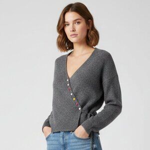 Gray Multi-Color Buttoned Women's Wrap Sweater 2X, NWOT